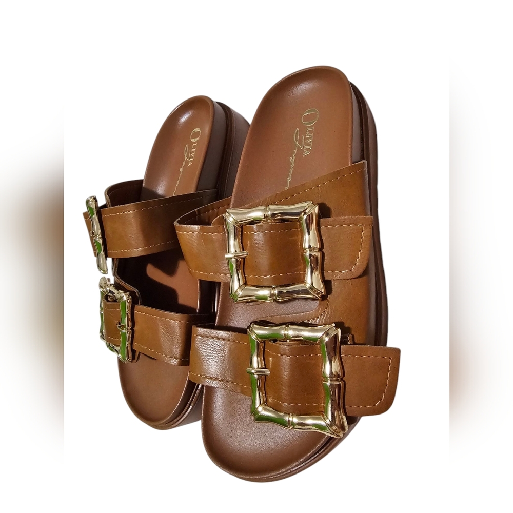 Vince Camuto Brown Sandals with Gold Buckles brand new.